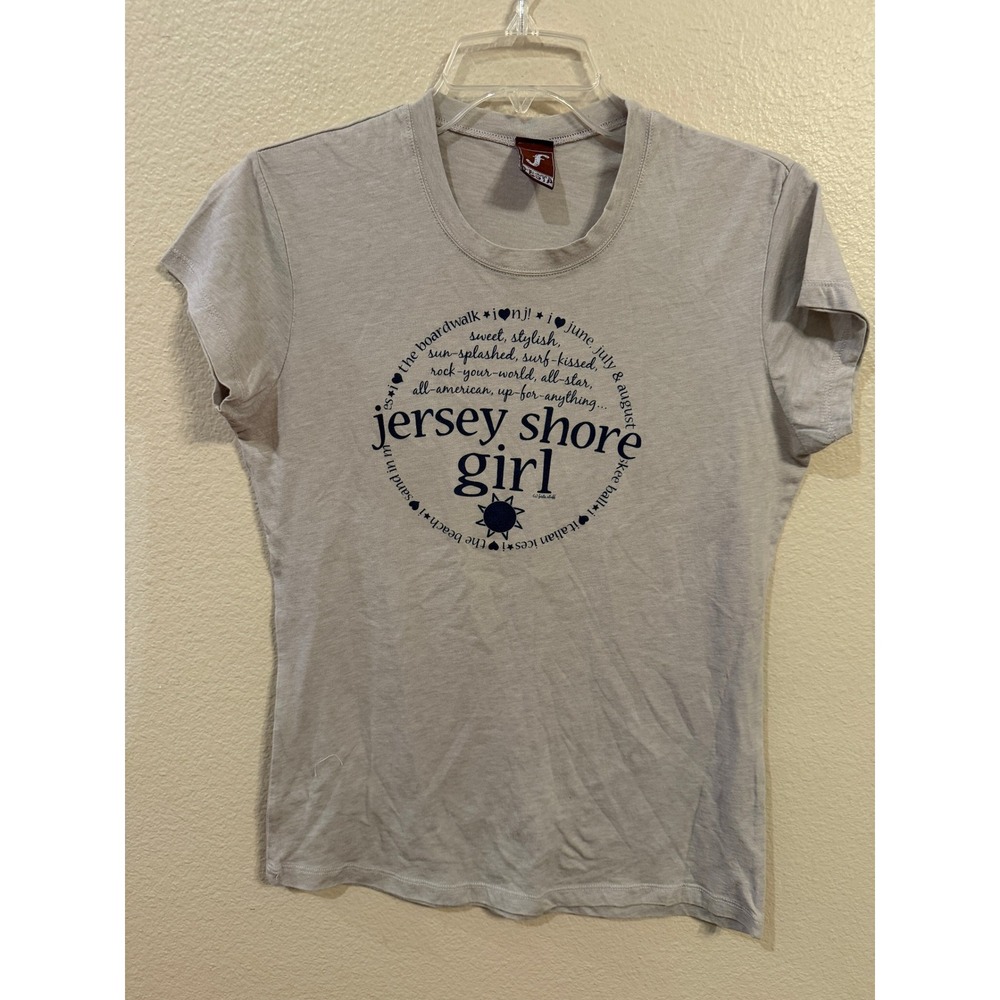 Festa Jersey Shore Girl Graphic Tee Women Large Tan Excellent Beach Souvenir
